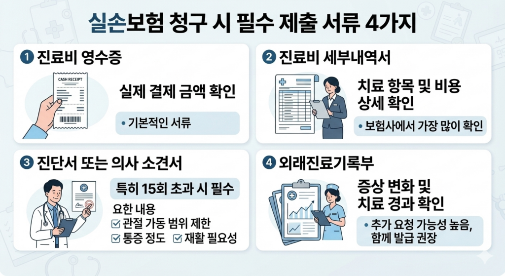 2026 실손보험 도수치료 청구 기준 총정리! 연간 횟수 제한·실비 보장 여부 한눈에 확인 4 2026 실손보험 도수치료 청구 필수 제출 서류