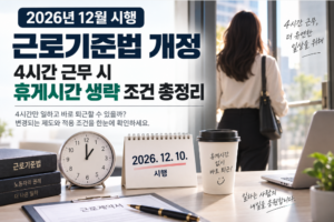 2026년 12월 시행 근로기준법 개정|4시간 근무 시 휴게시간 생략 조건 총정리 4 2026년 12월 시행 근로기준법 개정|4시간 근무 시 휴게시간 생략 조건 총정리
