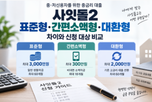 사잇돌2 표준형·간편소액형·대환형 차이와 신청 대상 비교 2 사잇돌2 표준형·간편소액형·대환형 차이와 신청 대상 비교 안내 이미지 1